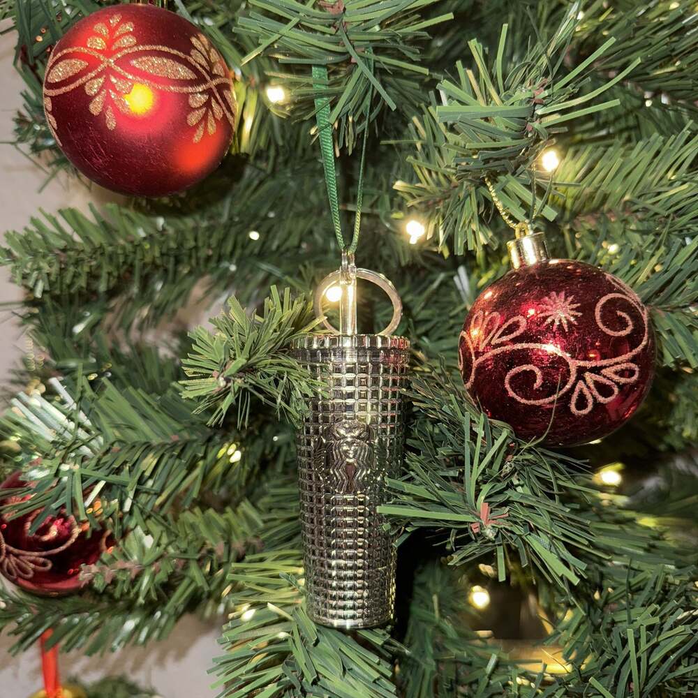 Starbucks 2023 Holiday Silver Grid Mini Keychain Ornament